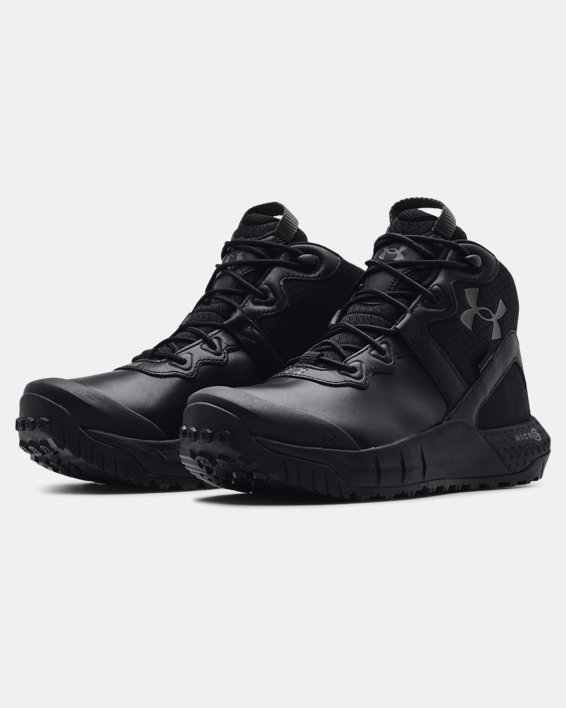 Women's UA Micro G® Valsetz Mid Leather Waterproof Tactical Boots, Black, pdpMainDesktop image number 3